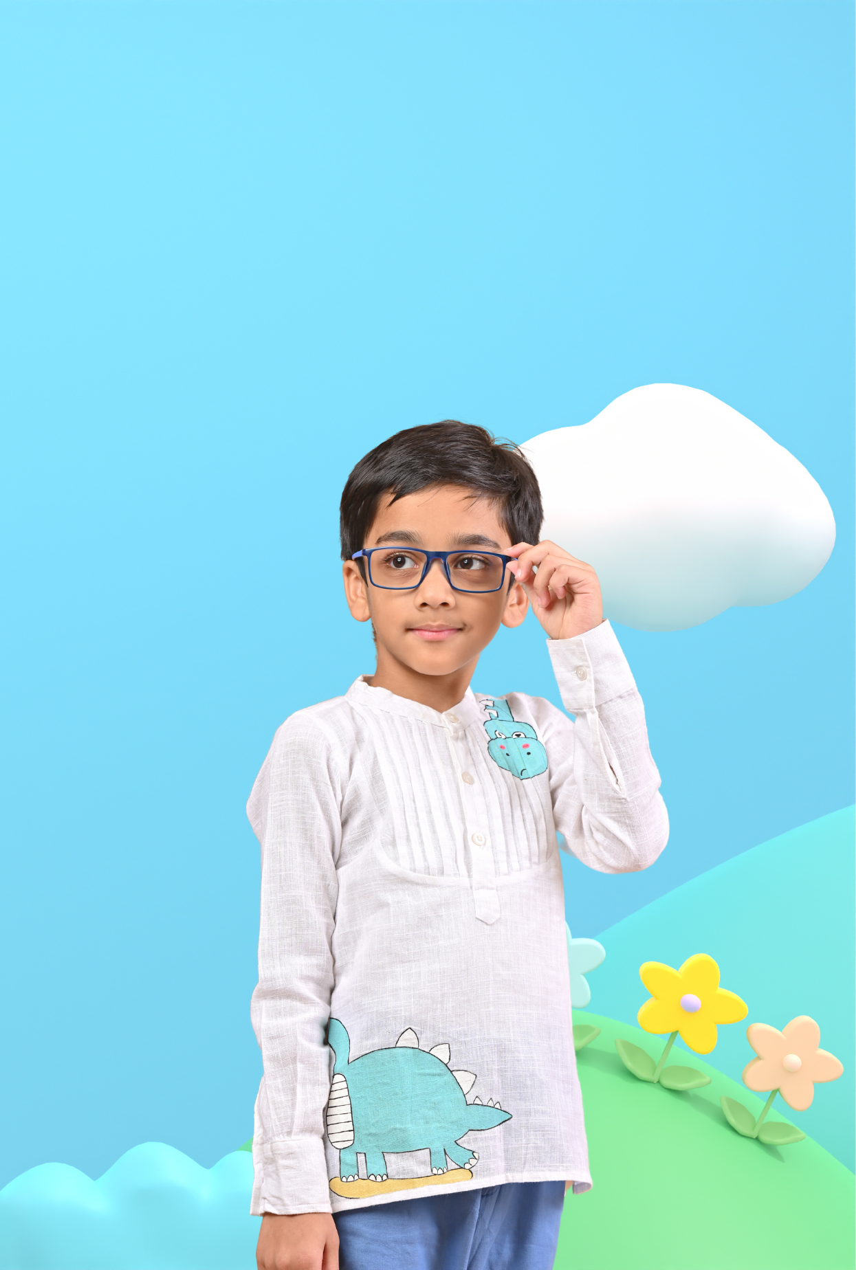 Pleated Handpainted Shirt For Boys By Kiddicot