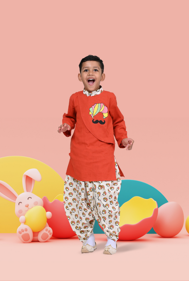 Pure Cotton Dhoti Kurta Set For Boys By Kiddicot