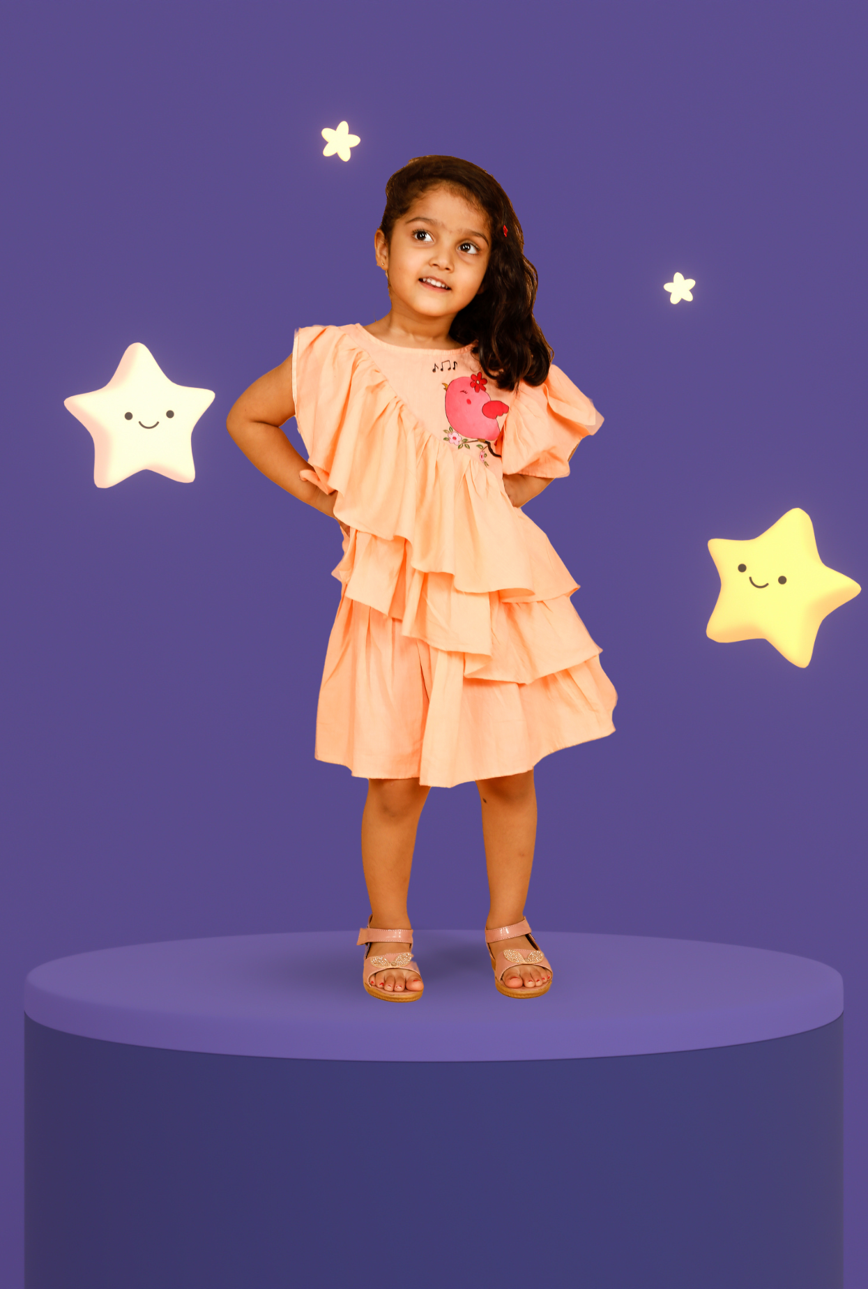 Pure Cotton Ruffled Dress For Girls By Kiddicot