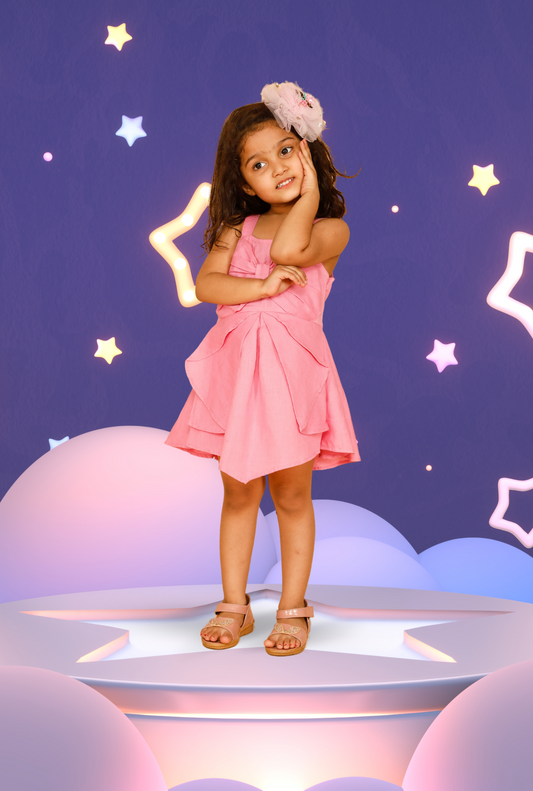 Cotton Rich Asymmetric Dress For Girl By Kiddicot