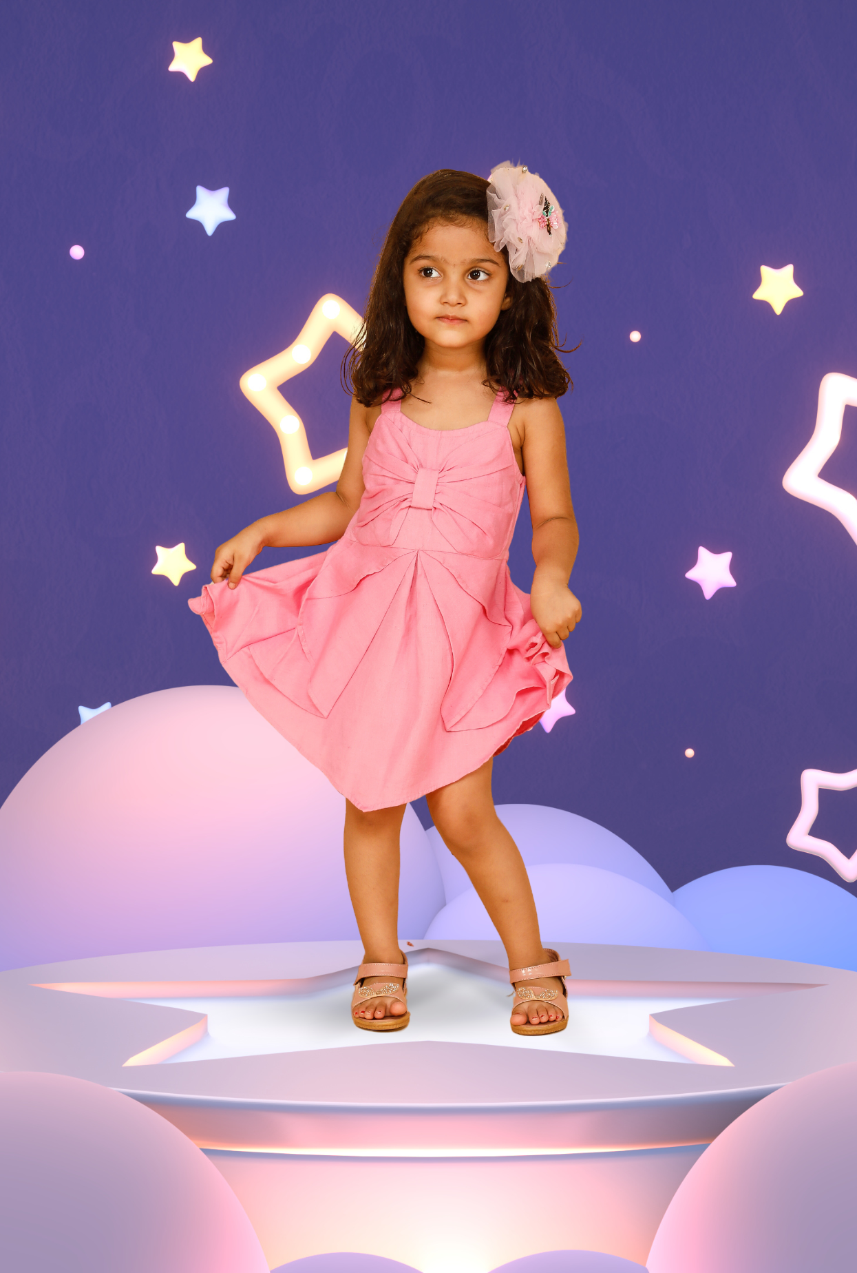 Cotton Rich Asymmetric Dress For Girl By Kiddicot