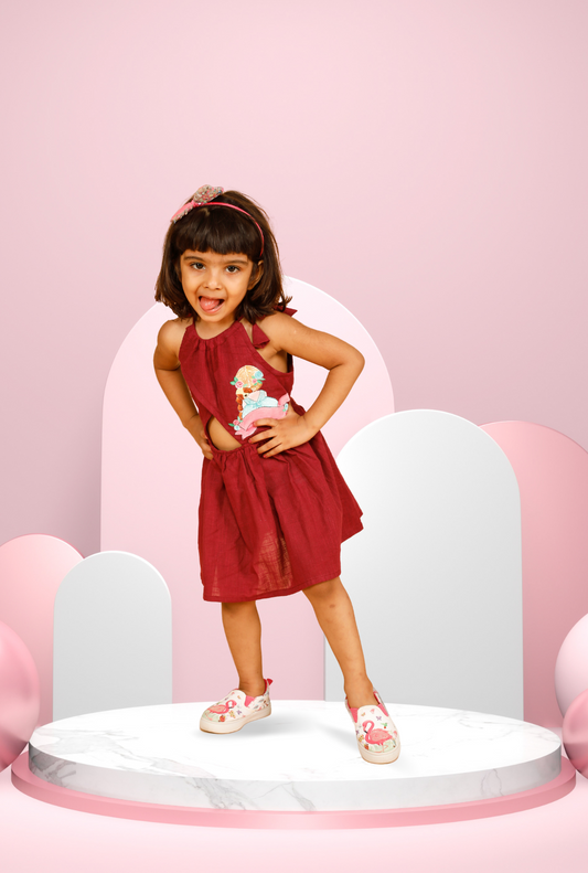 Pure Cotton Handpainted Dress For Girl By Kiddicot