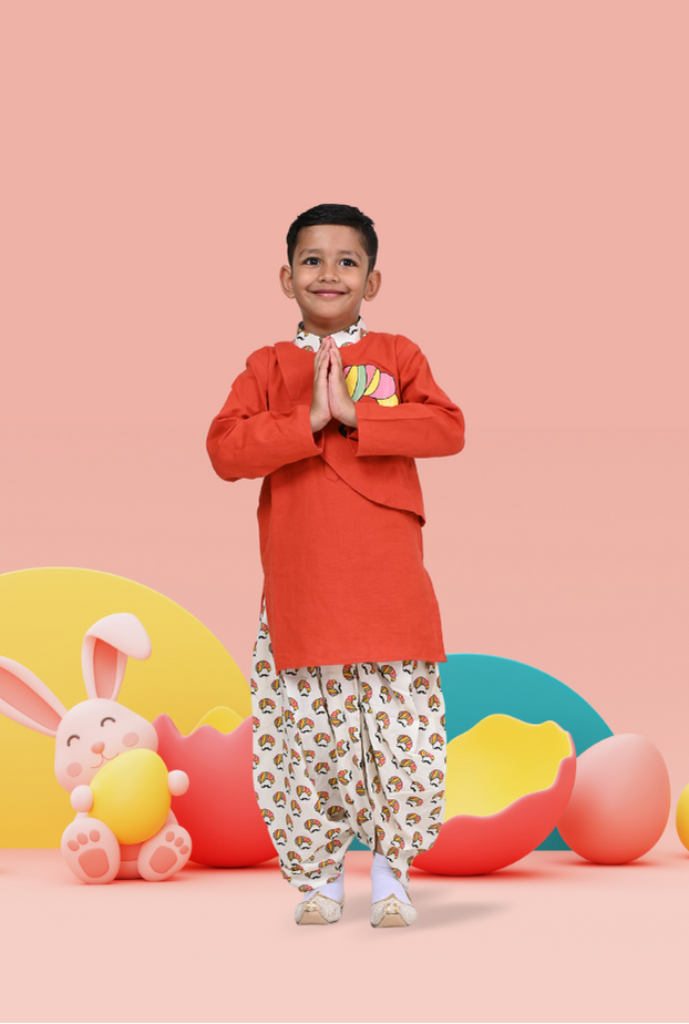 Pure Cotton Dhoti Kurta Set For Boys By Kiddicot