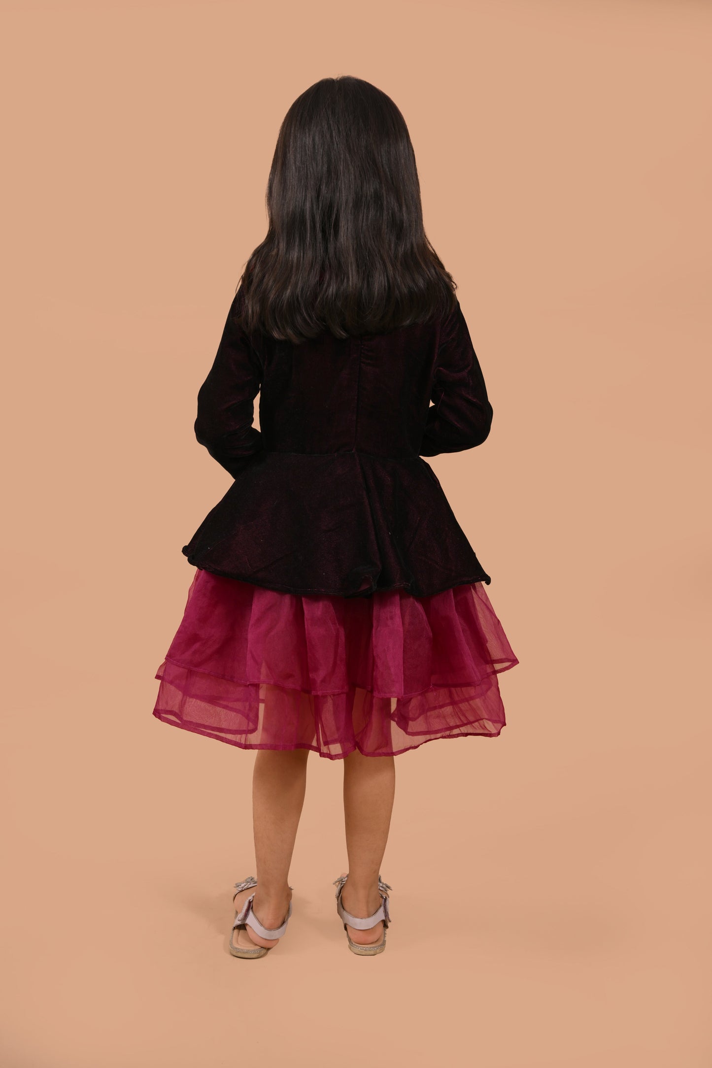 VELVET FRILL DRESS