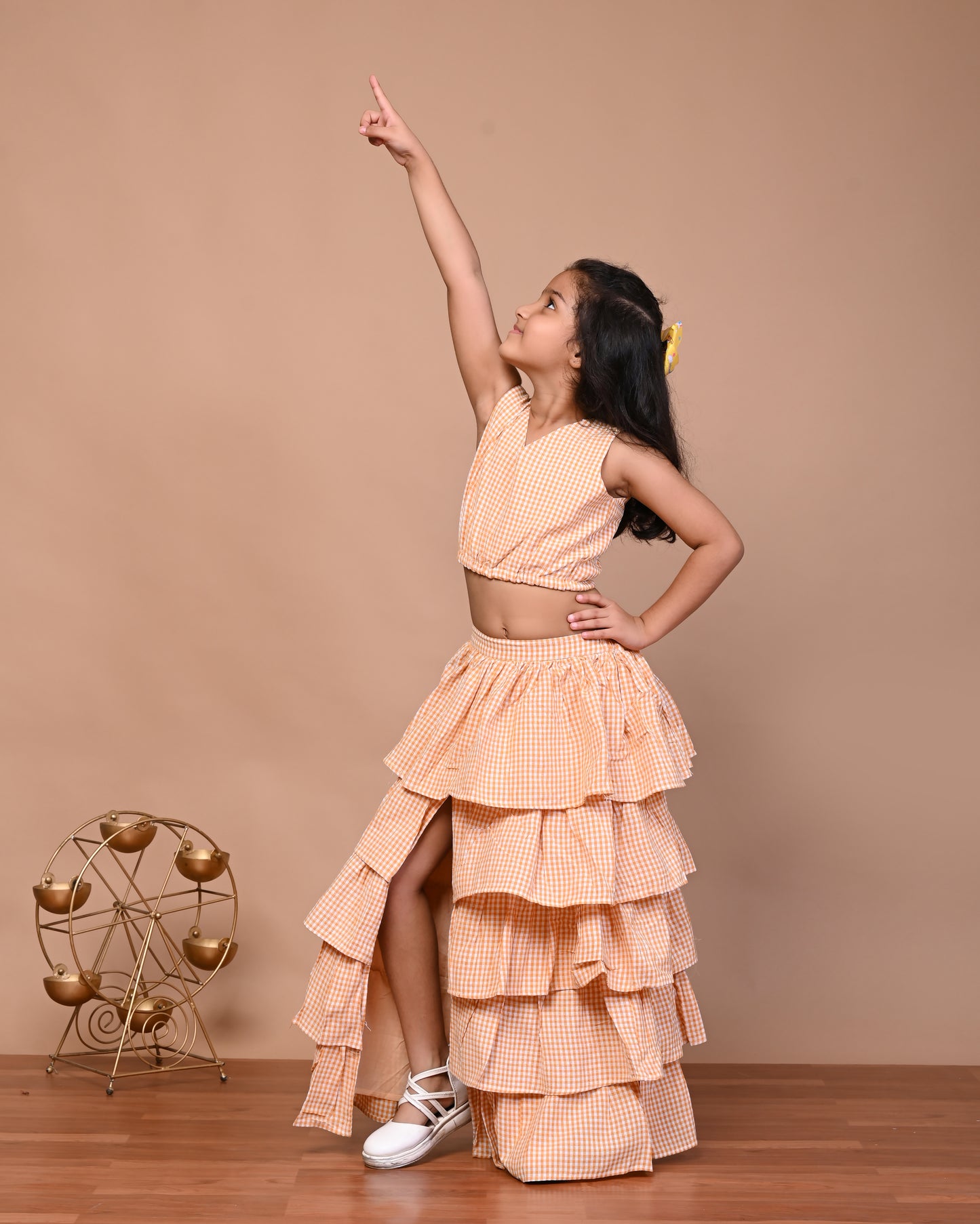 Pure Cotton Tiered Skirt And Top Set