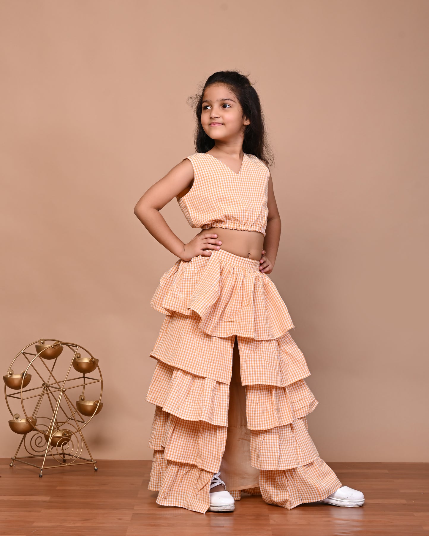 Pure Cotton Tiered Skirt And Top Set