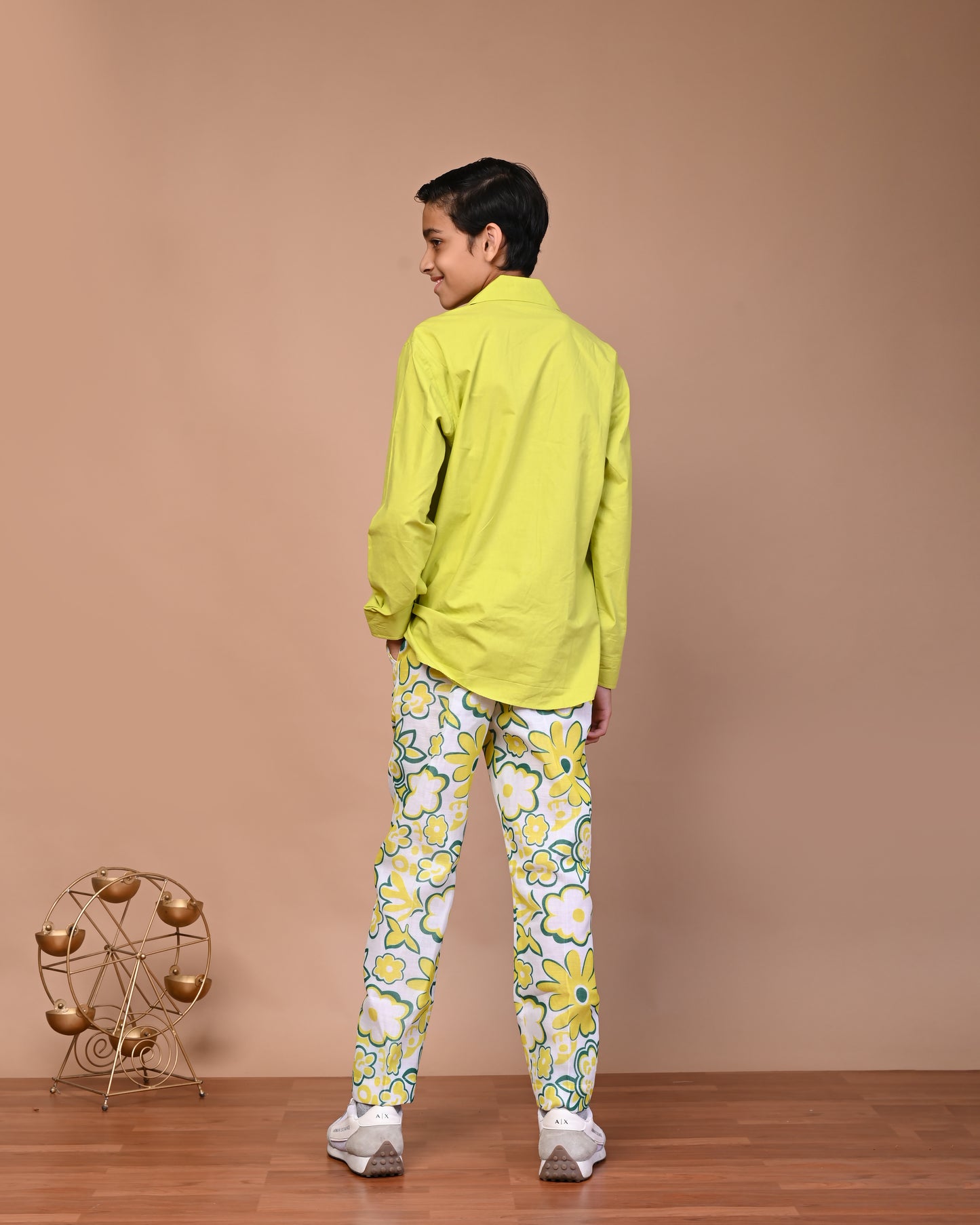 Pure Cotton Printed Pant And Solid Shirt Set