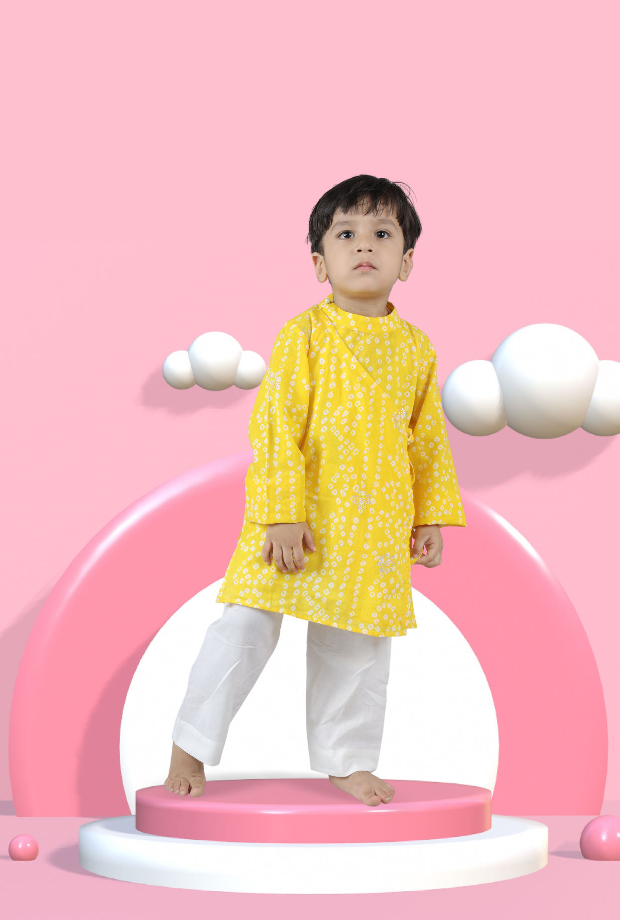 Pure Cotton Bandhej Print Kurta Set For Boys bY kIDDICOT