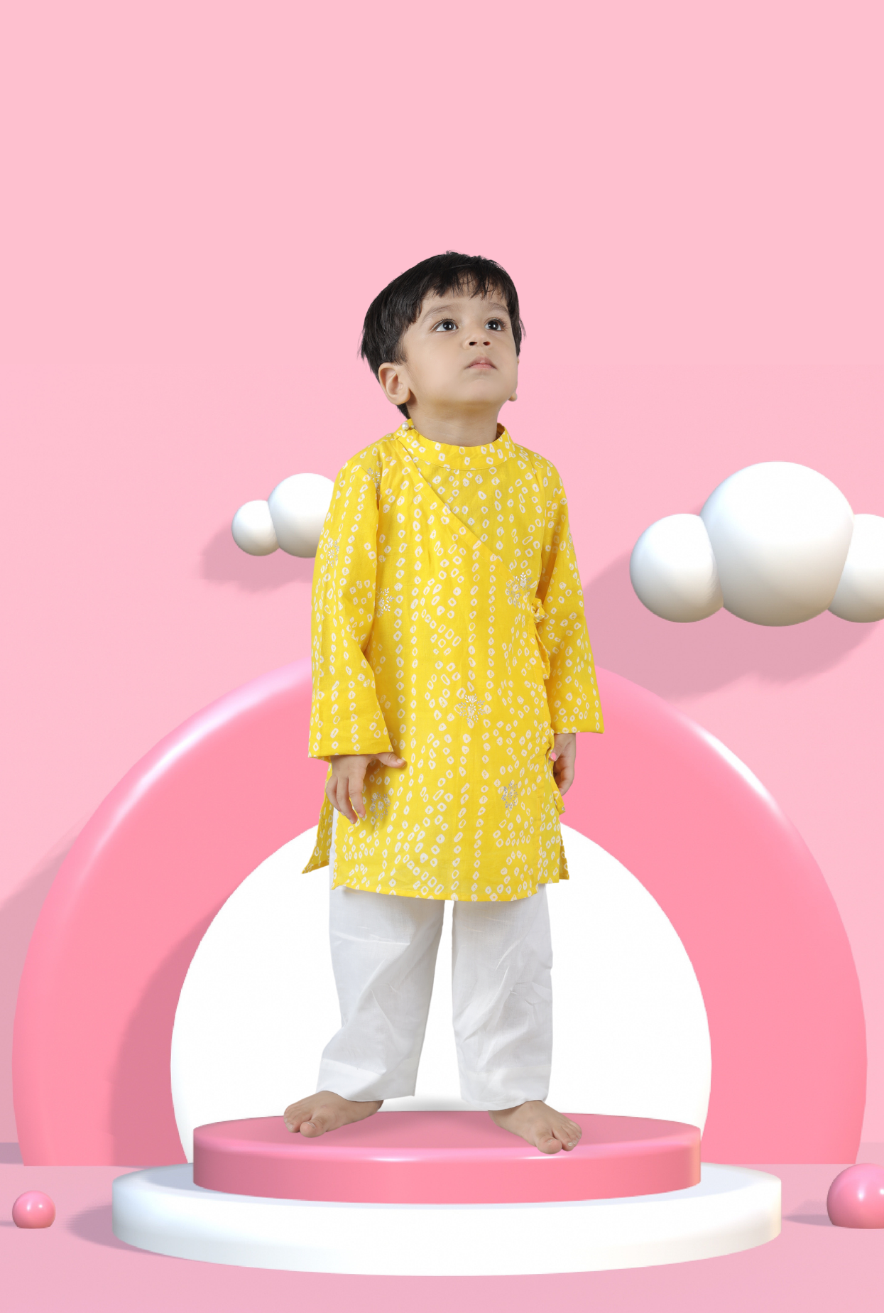 Pure Cotton Bandhej Print Kurta Set For Boys bY kIDDICOT