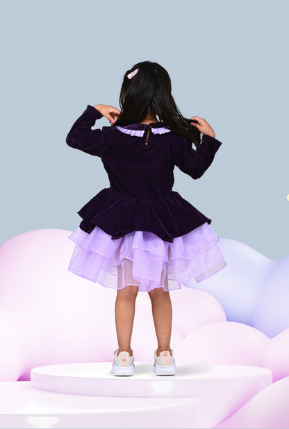 Velvet Frill Dress For Girls By Kiddicot