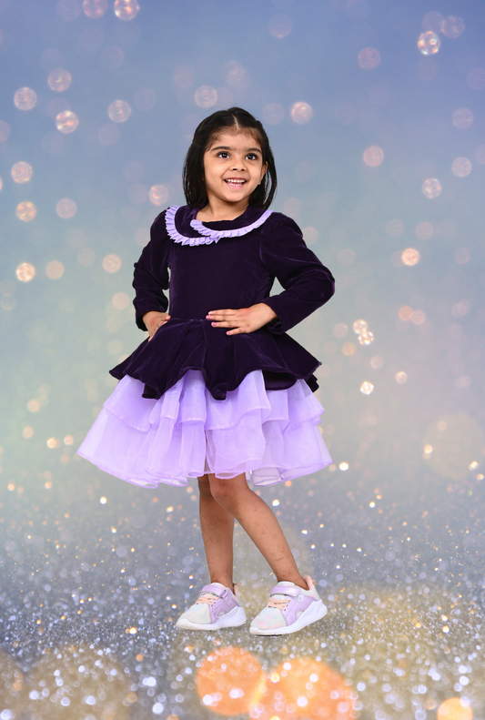 Velvet Frill Dress For Girls By Kiddicot