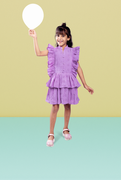 Ruffled Embroidered Dress For Girls By Kiddicot