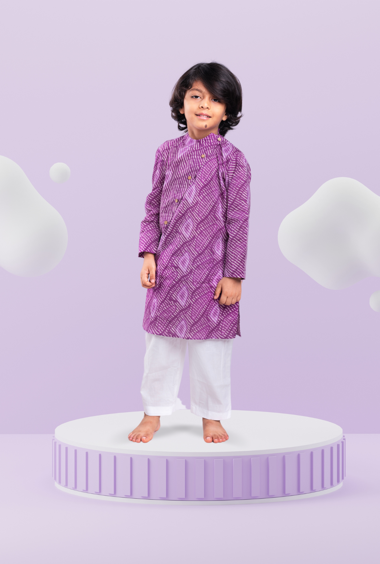 Cotton Rich Leheriya Printkurta Pyjama Set For Boys By Kiddicot