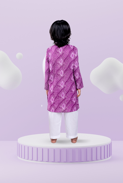 Cotton Rich Leheriya Printkurta Pyjama Set For Boys By Kiddicot