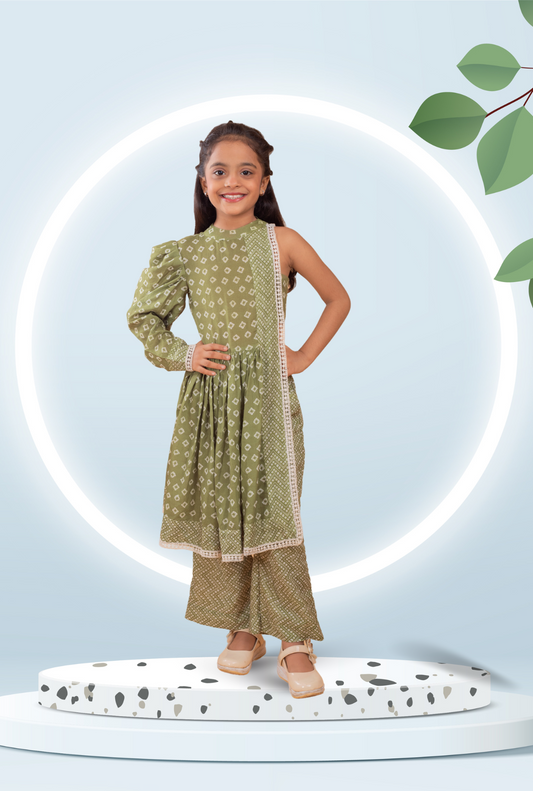 Bandhej Print Pyjama Set For Girl By Kiddicot
