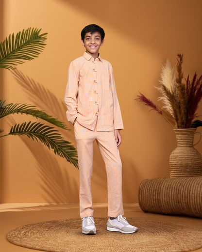 Pure Cotton Checked Shirt And Pant Set