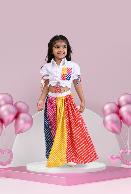 2 Pc Cotton Rich Multicolor Outfit For Girl By Kiddicot