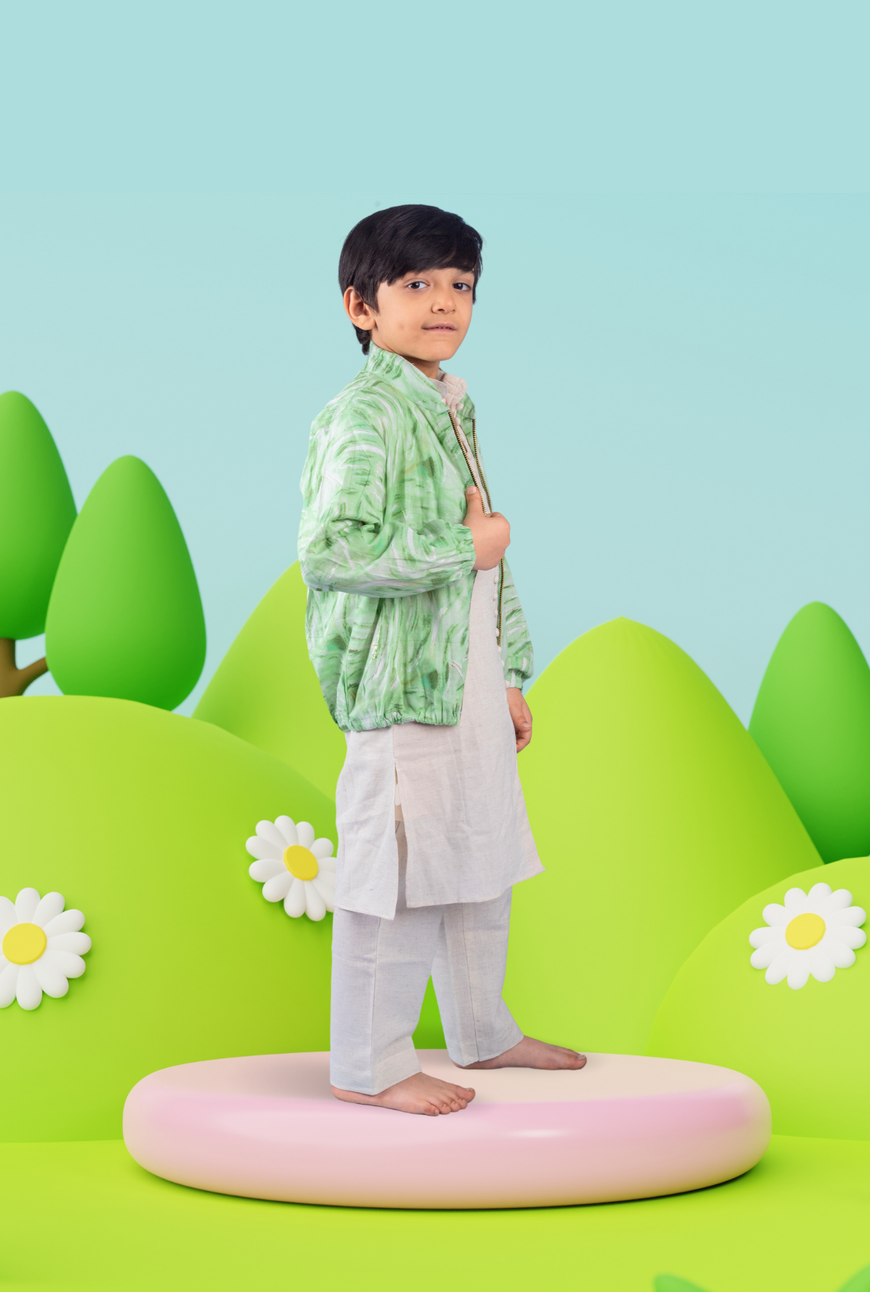 Kurta Pyjama With Zipped Jacket For Boys By Kiddicot