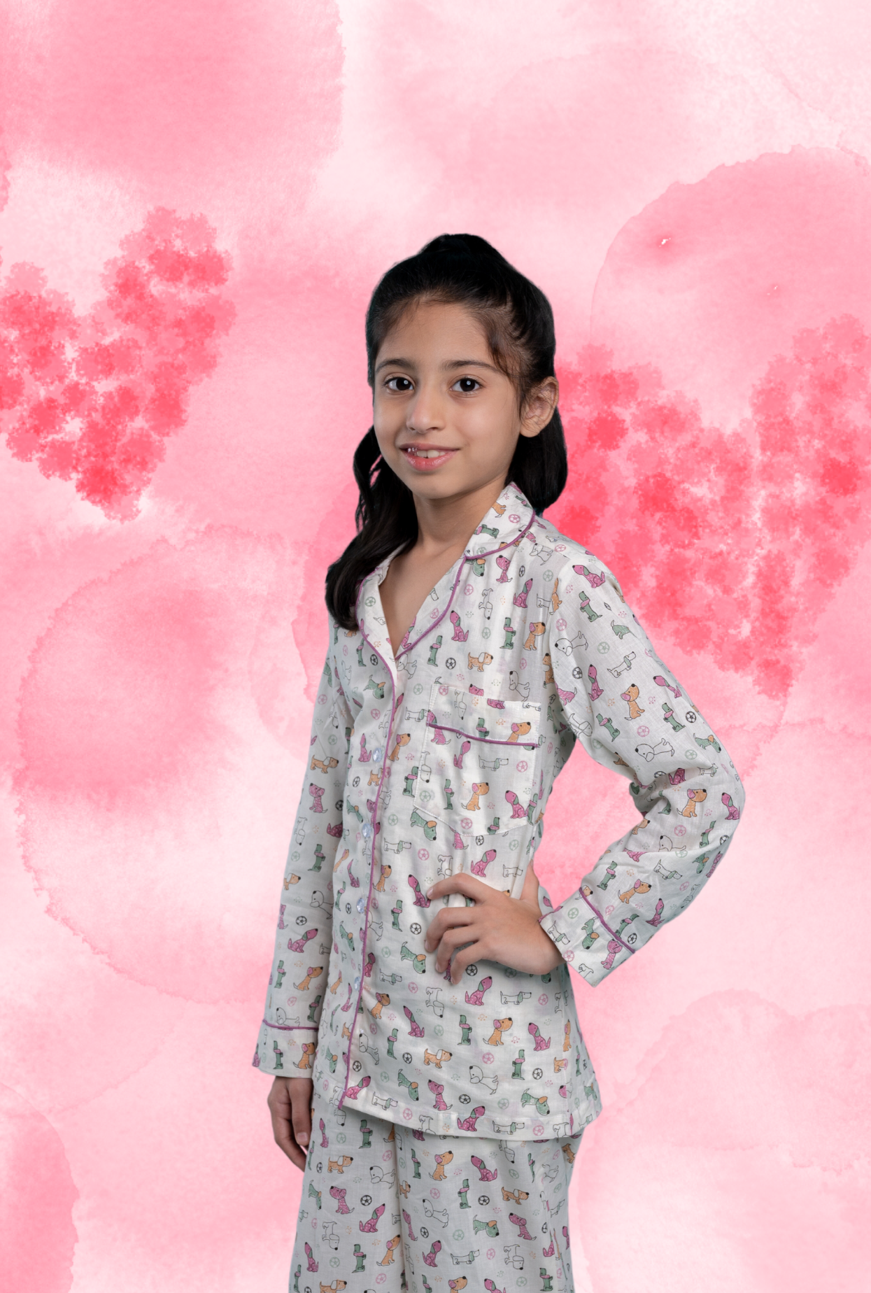 Pure Cotton Printed Pyjama Set For Girls By Kiddicot