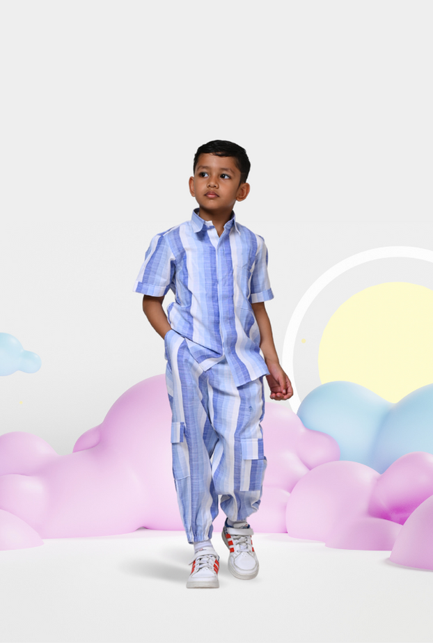 2 Pc Cotton Shirt And Jogger Set For Boy By Kiddicot
