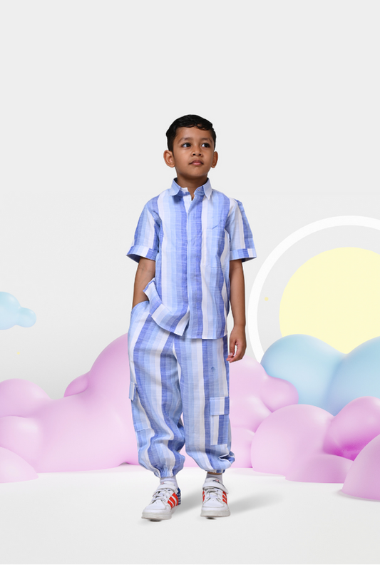 2 Pc Cotton Shirt And Jogger Set For Boy By Kiddicot