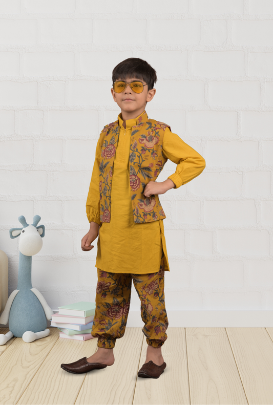 Floral Kurta Pyjama With Jacket