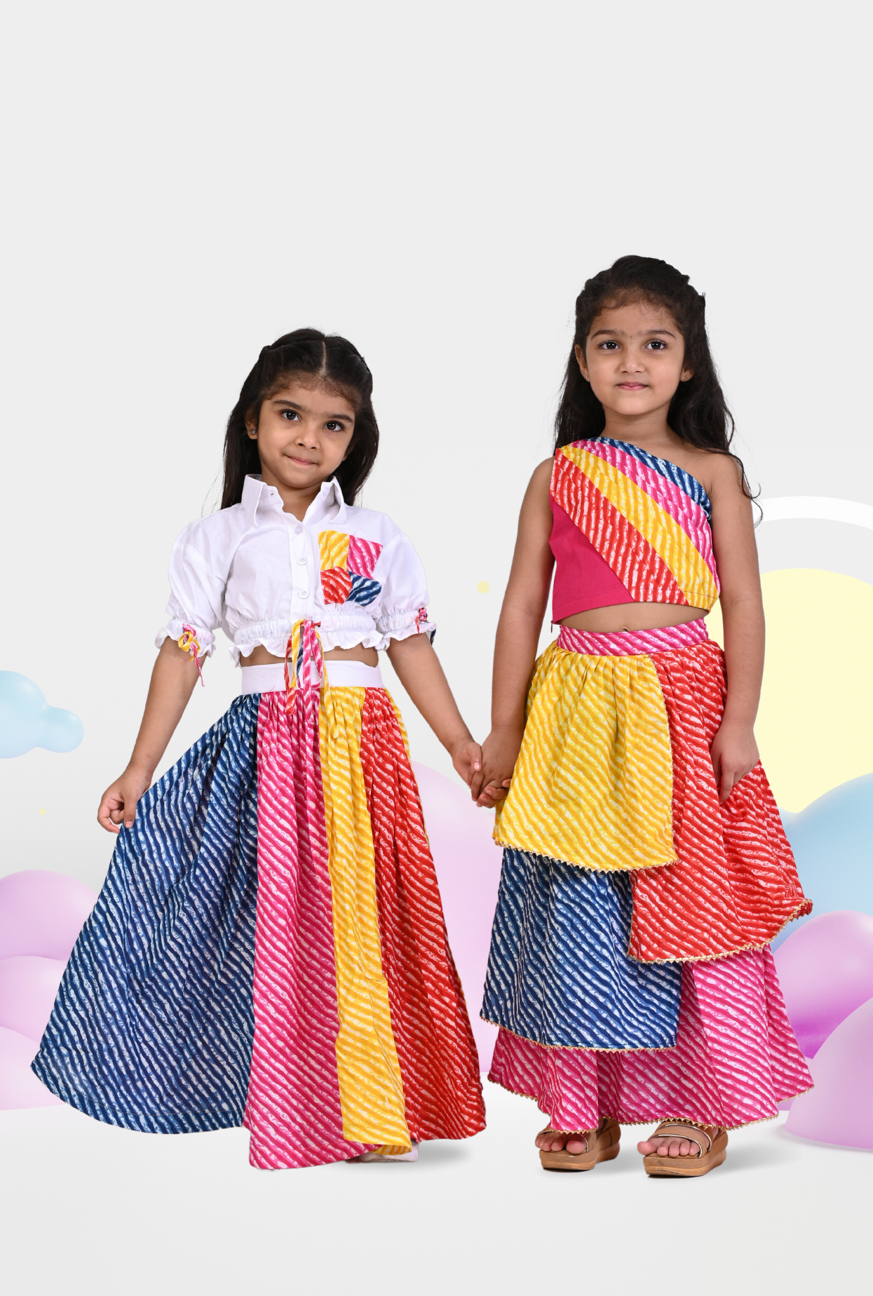 2 Pc Cotton Rich Multicolor Outfit For Girls By Kiddicot