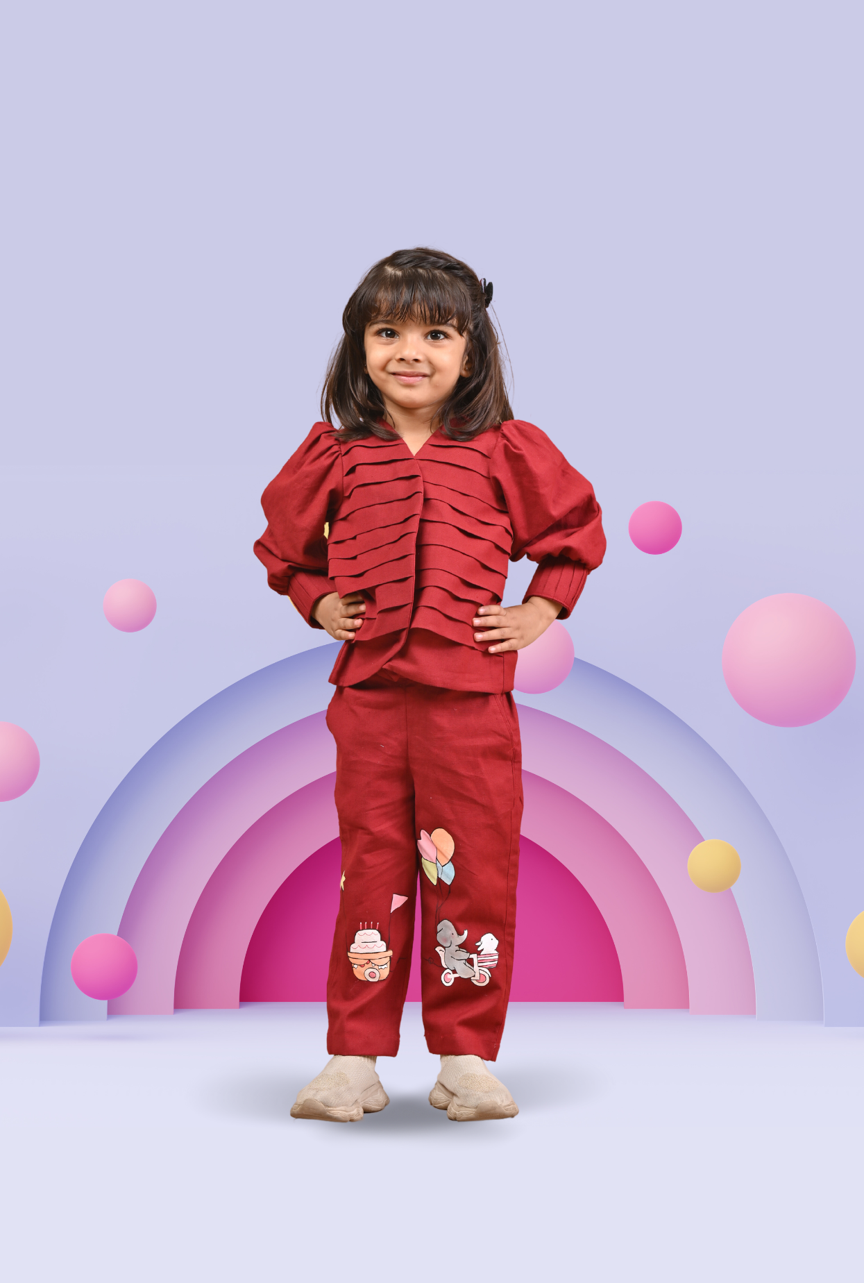 2 Piece Maroon Cotton Outfit for Girls by Kiddicot