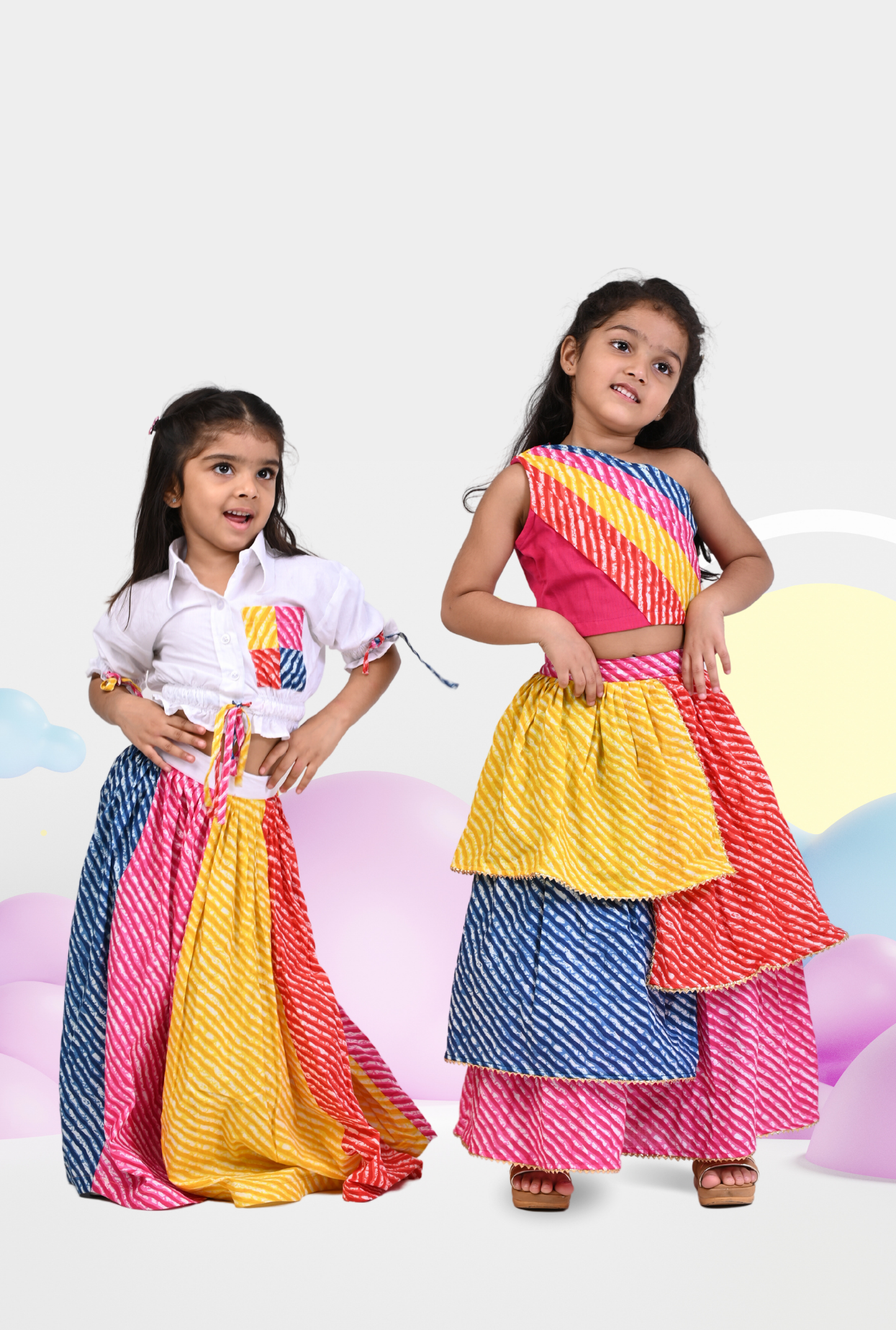 2 Pc Cotton Rich Multicolor Outfit For Girls By Kiddicot