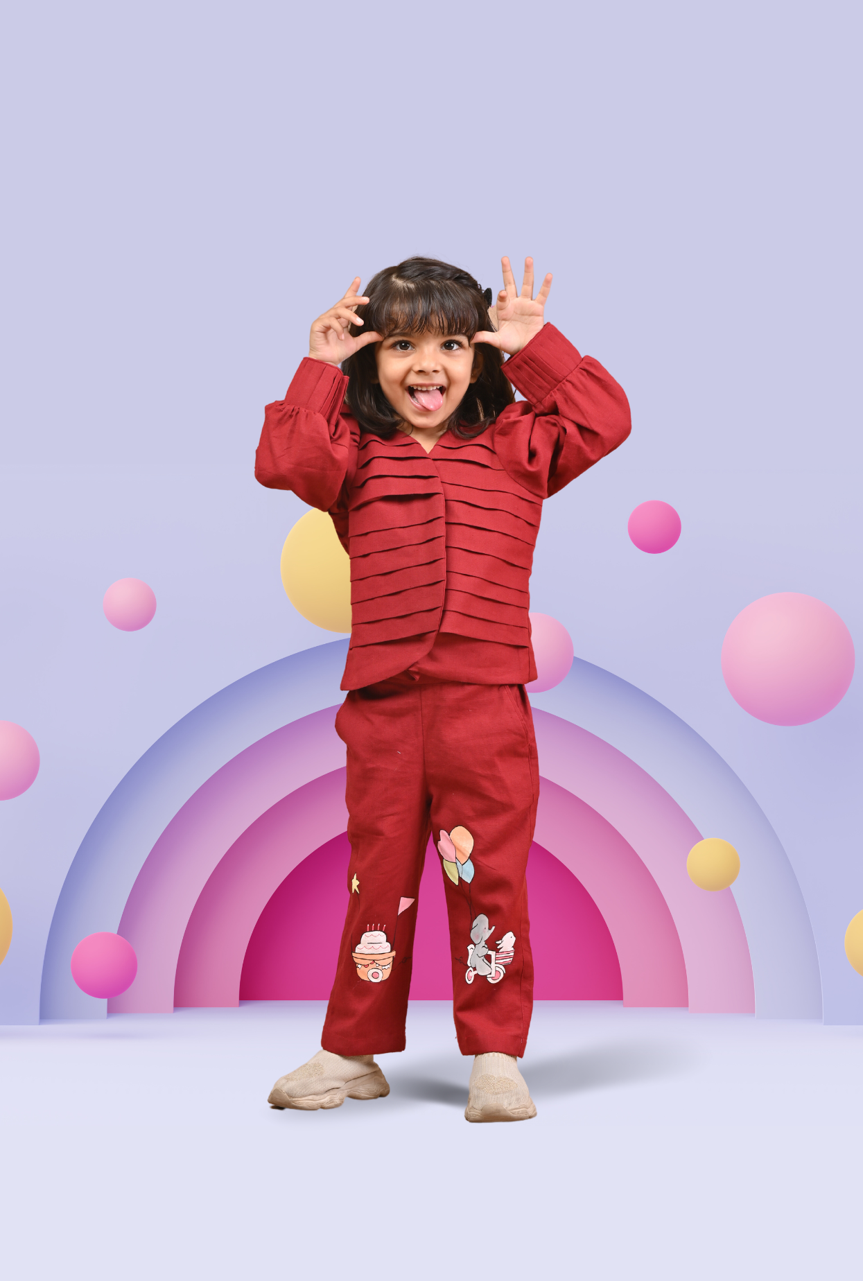 2 Piece Maroon Cotton Outfit for Girls by Kiddicot