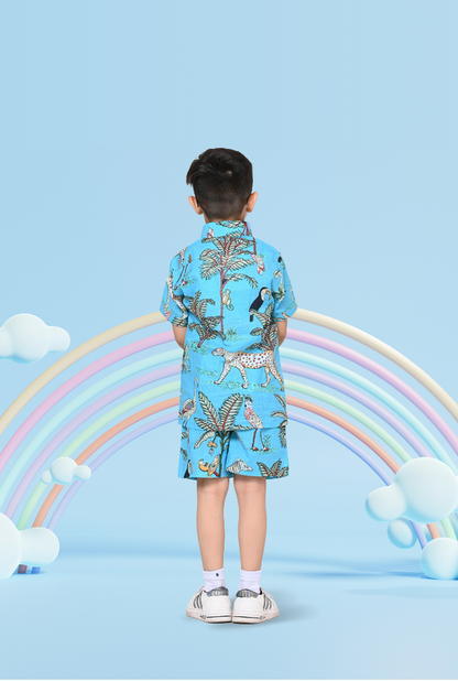 Pure Cotton Jungle Print Co-ord Set For Boys By Kiddicot