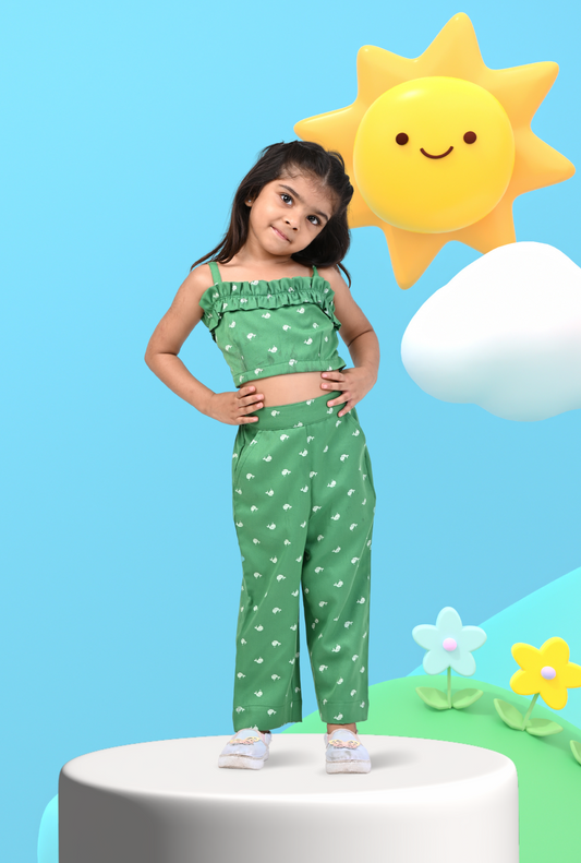 Cotton Rich Top & Bottom Outfit For Girl By Kiddicot