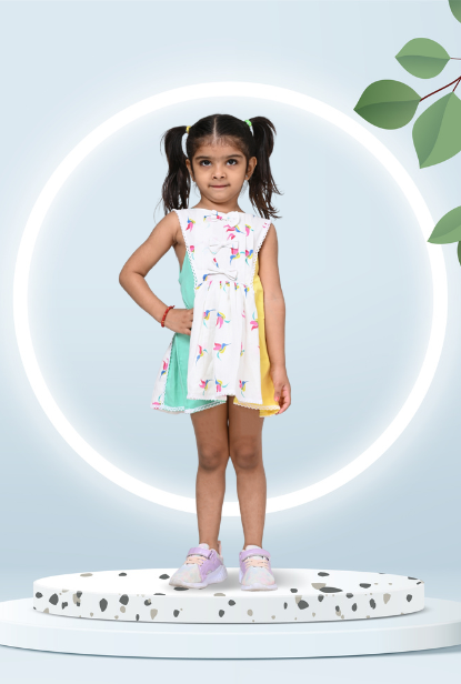 Laced Pure Cotton Dress For Girls By Kiddicot