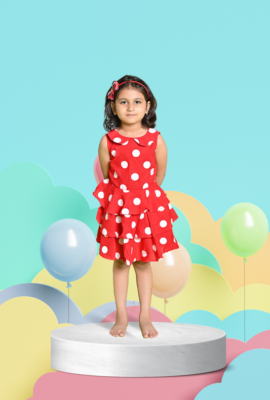 Pure Cotton Polka Dot Frock For Girls By Kiddicot