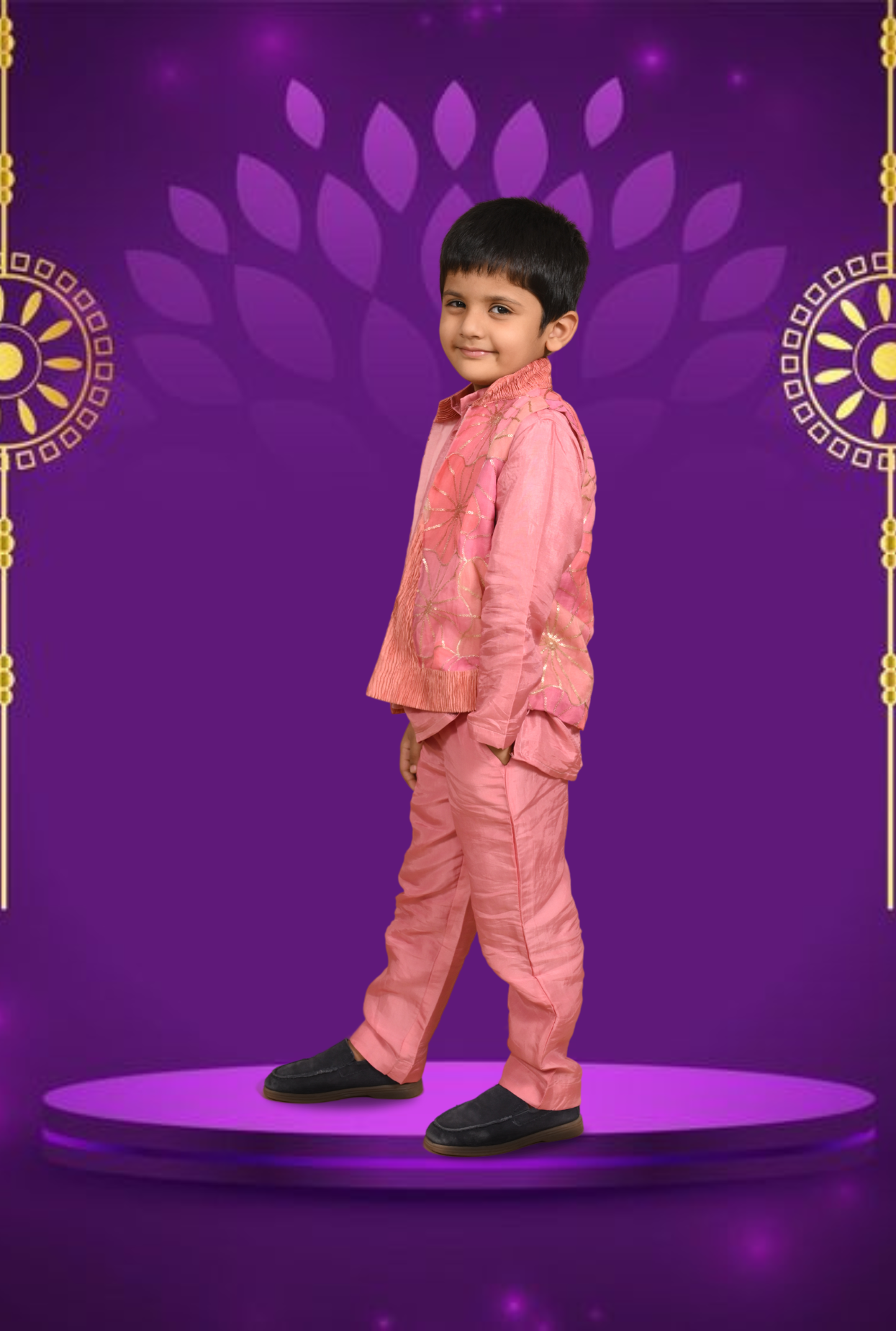 Embroidered Jacket With Kurta Pyjama Set