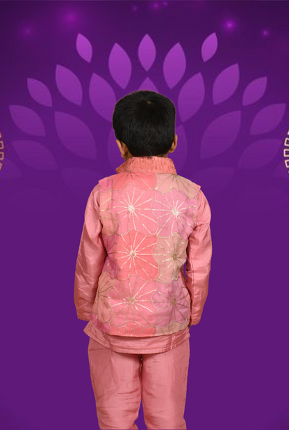 Embroidered Jacket With Kurta Pyjama Set