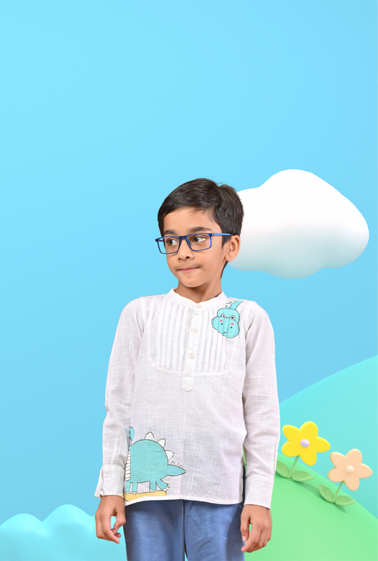 Pleated Handpainted Shirt For Boys By Kiddicot