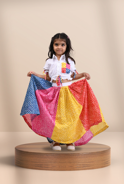 2 Pc Cotton Rich Multicolor Outfit For Girl By Kiddicot