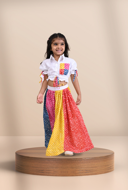 2 Pc Cotton Rich Multicolor Outfit For Girl By Kiddicot