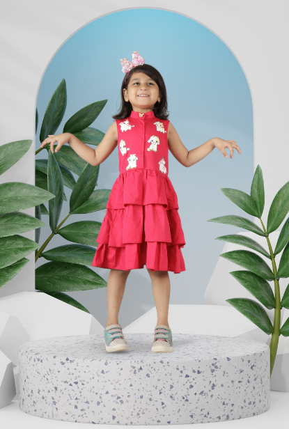 Cotton Rich Ruffled Dress For Girl By Kiddicot