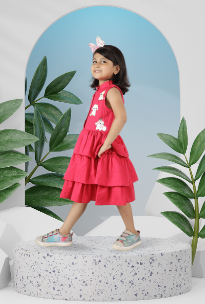 Cotton Rich Ruffled Dress For Girl By Kiddicot