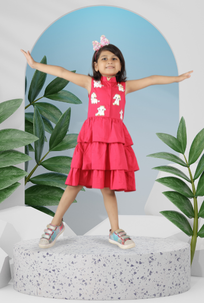 Cotton Rich Ruffled Dress For Girl By Kiddicot