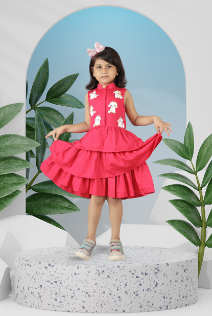 Cotton Rich Ruffled Dress For Girl By Kiddicot