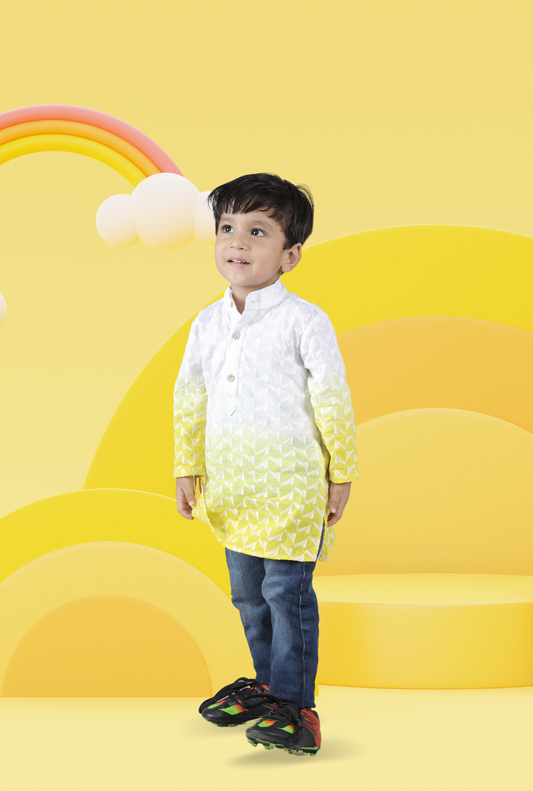 Pure Cotton Embroidered Tie And Dye Kurta For Boys By Kiddicot