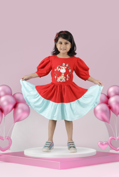 Multicolor Hand Painted Dress For Girl By Kiddicot