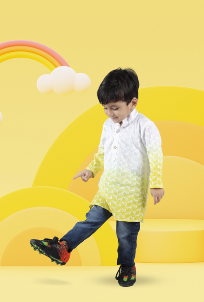 Pure Cotton Embroidered Tie And Dye Kurta For Boys By Kiddicot