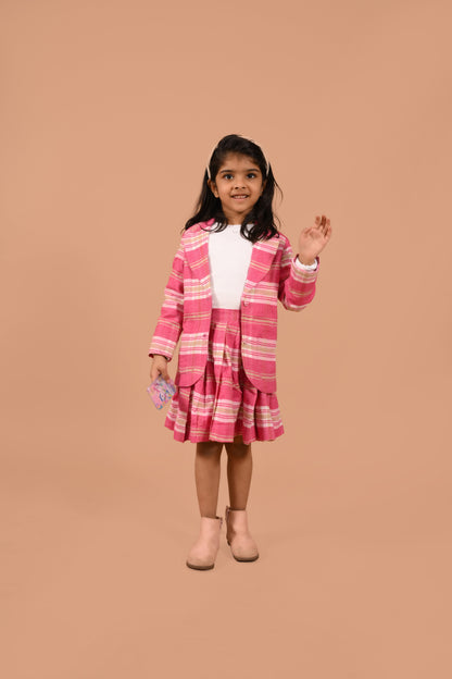 CHECKED BLAZER AND SKIRT
