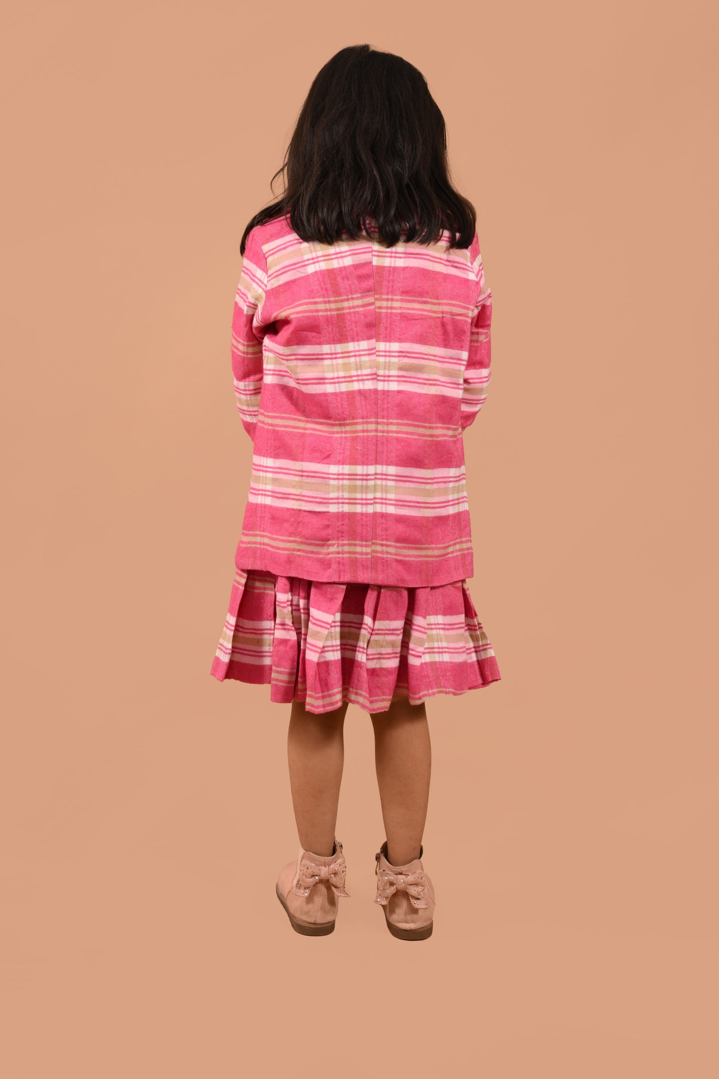 CHECKED BLAZER AND SKIRT
