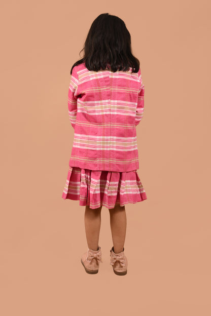 CHECKED BLAZER AND SKIRT