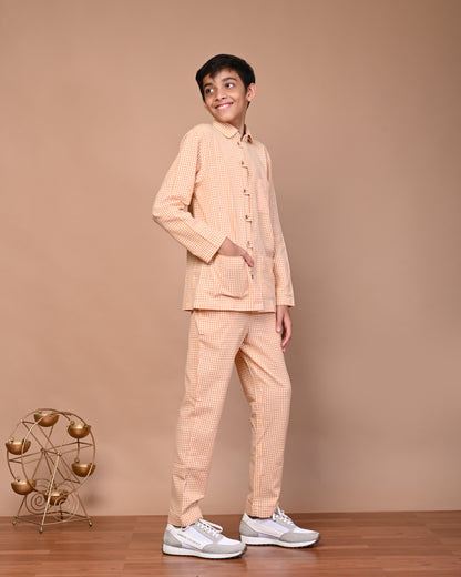 Pure Cotton Checked Shirt And Pant Set